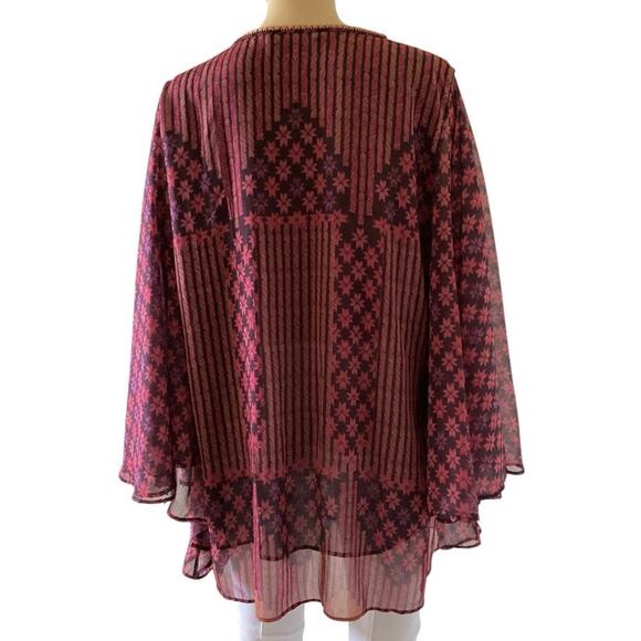 Soft Surroundings Style 2DR77 Boho Poncho Beaded Top L - Picture 2 of 6
